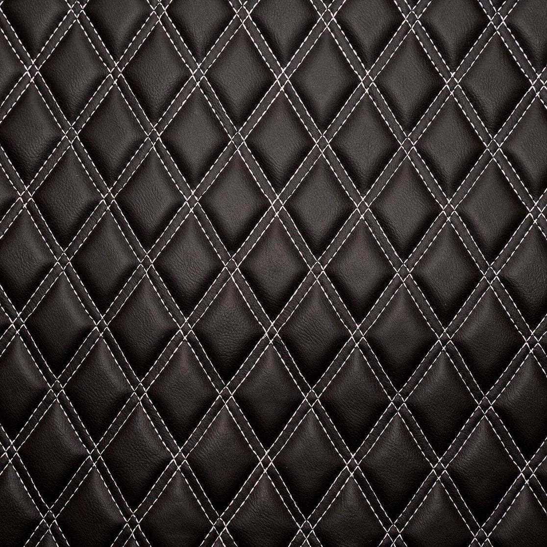 Leather Diamond Stitch Universal Mats With Heavy Duty Rubber Heel Pad