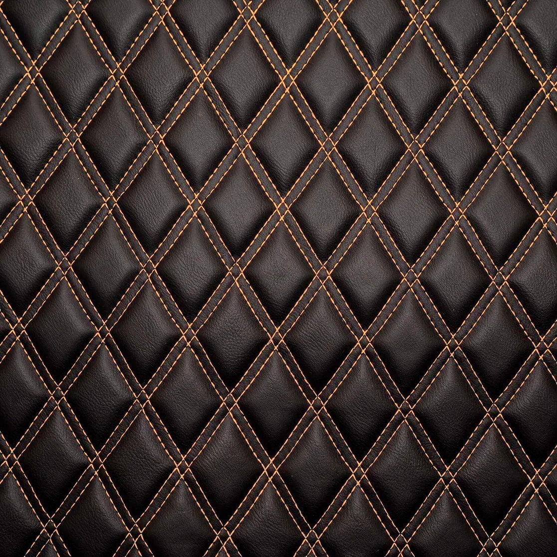 Leather Diamond Stitch Universal Mats With Heavy Duty Rubber Heel Pad