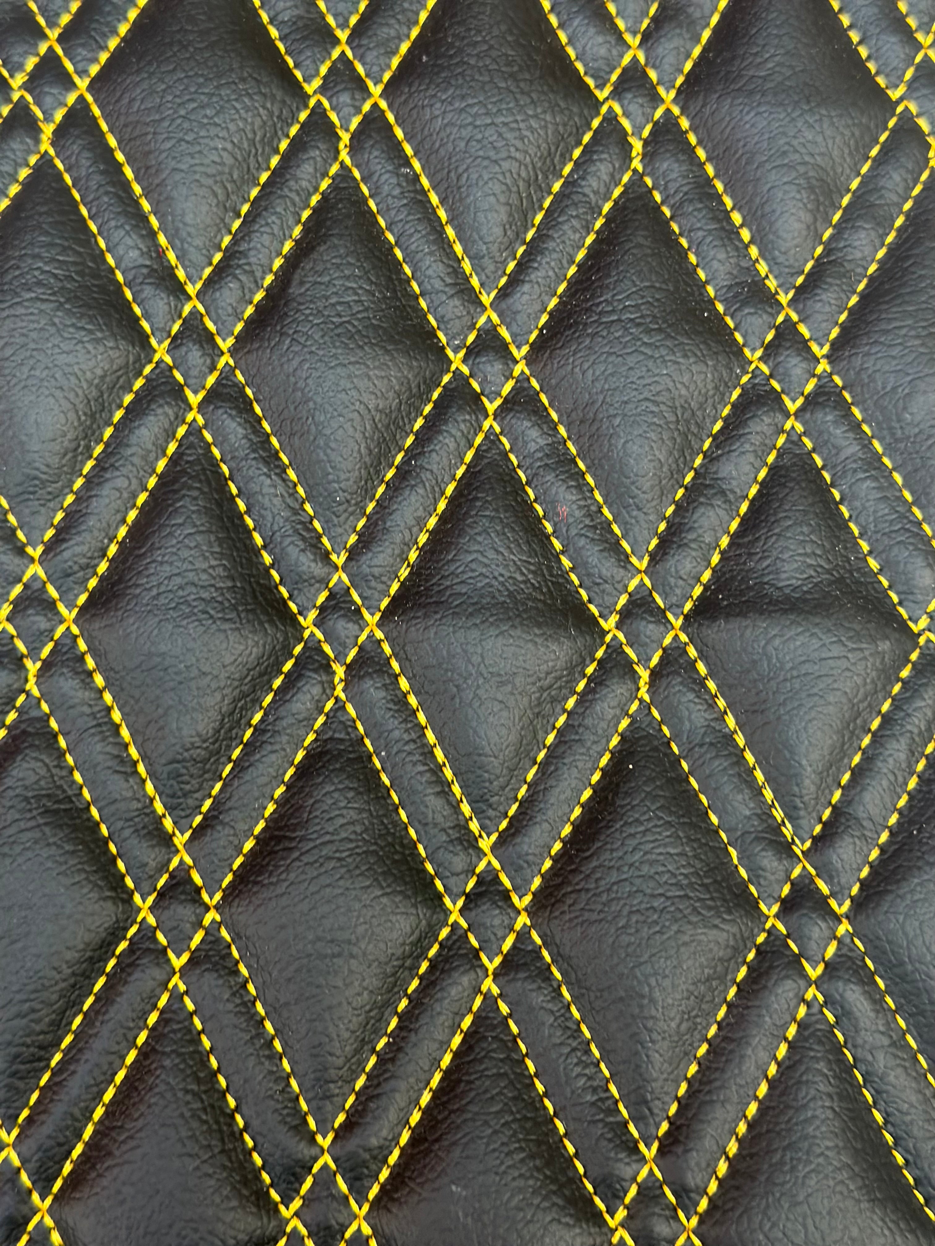 Leather Diamond Stitch Universal Mats With Heavy Duty Rubber Heel Pad